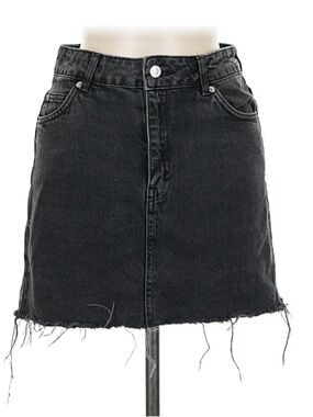 Topshop Black Washed Denim Mini Skirt